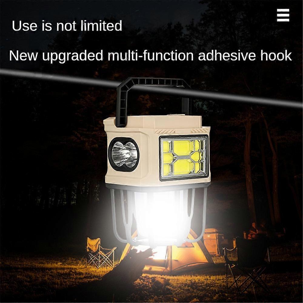 TPW Portable Solar Rechargeable LED Work Light – Multifunctional Camping Lantern with Handle | Ultra-Bright Floodlight & Side Flashlight | Waterproof Emergency Lamp