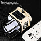 TPW Portable Solar Rechargeable LED Work Light – Multifunctional Camping Lantern with Handle | Ultra-Bright Floodlight & Side Flashlight | Waterproof Emergency Lamp