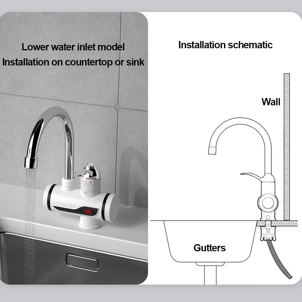 TPW Instant Electric Hot Water Faucet – Digital Temperature Display | 360° Rotating Tap for Kitchen & Bathroom | Energy-Efficient Heating Tap