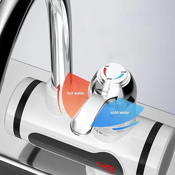 TPW Instant Electric Hot Water Faucet – Digital Temperature Display | 360° Rotating Tap for Kitchen & Bathroom | Energy-Efficient Heating Tap