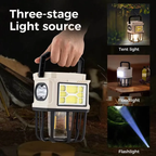TPW Portable Solar Rechargeable LED Work Light – Multifunctional Camping Lantern with Handle | Ultra-Bright Floodlight & Side Flashlight | Waterproof Emergency Lamp